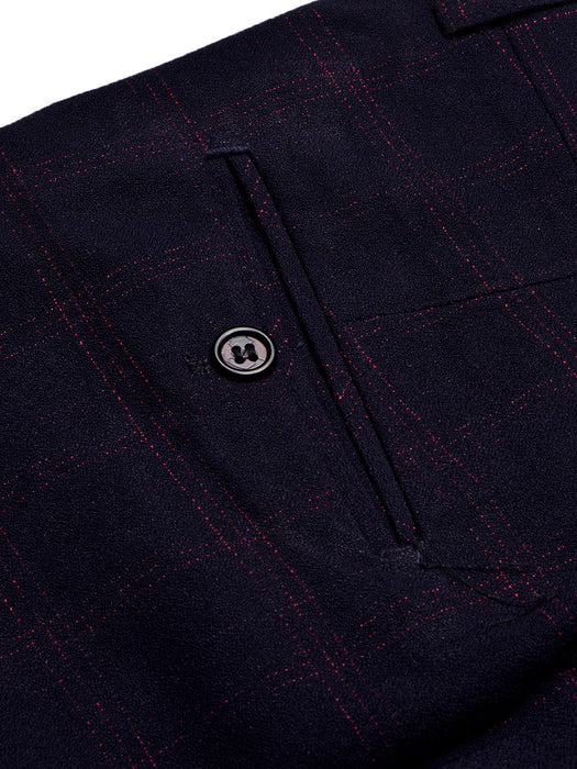 Louis Vicaci Slim Fit Dress Denim Pent For Men-Dark Blue with Check-BE790/BR13037