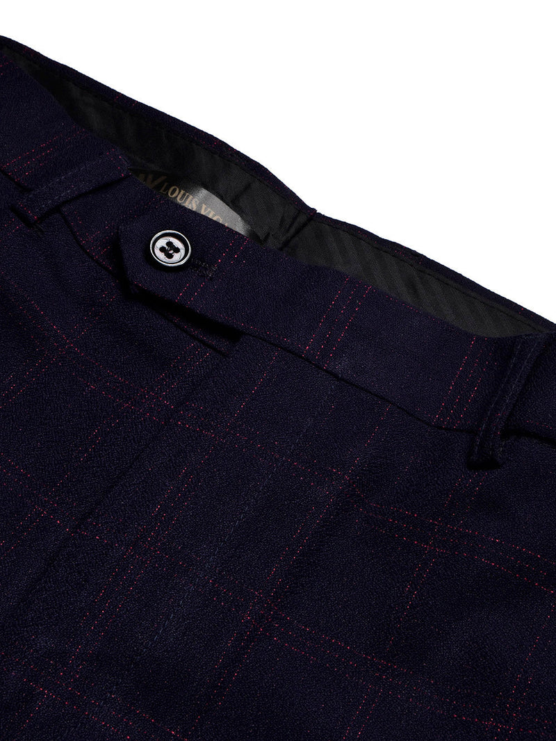 Louis Vicaci Slim Fit Dress Denim Pent For Men-Dark Blue with Check-BE790/BR13037