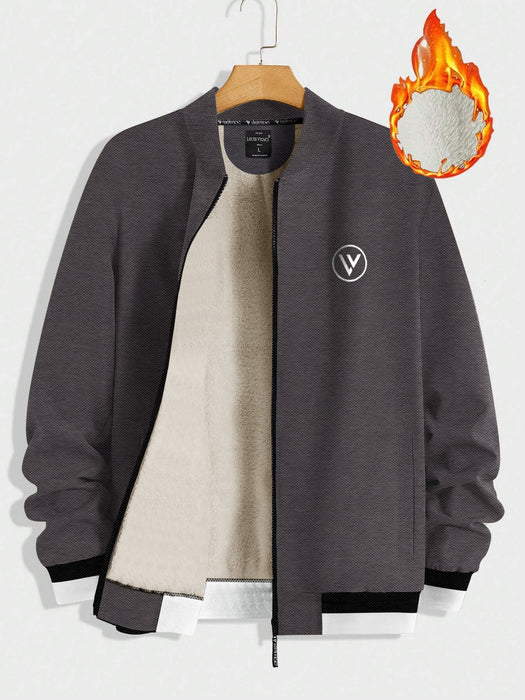 Louis Vicaci Zipper Inner Fur Bomber Jacket For Men-Brown Melange-BR12876