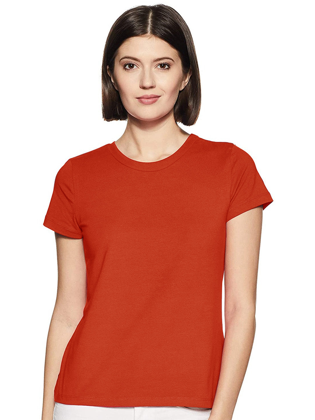 M-17 Crew Neck Tee Shirt For Ladies-Dark Orange-BR13293