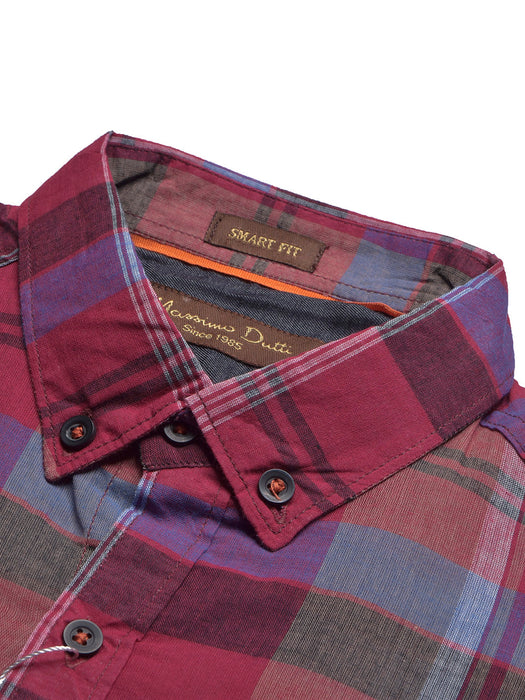 MD Premium Casual Shirt For Men-Dark Pink Allover Check-BR13664