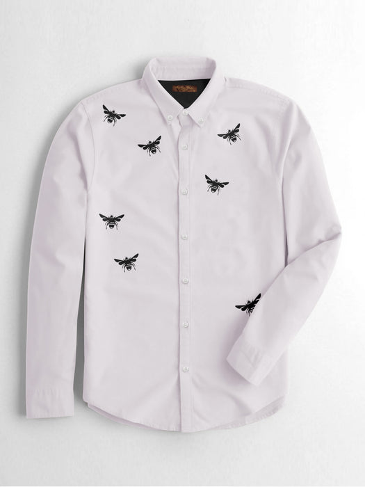 MD Premium Casual Shirt For Men-Smoke Pink with Butterfly Print-BR13647