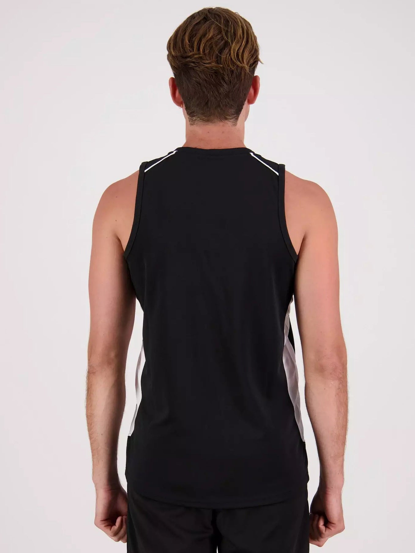 MPS Cloke Sleeveless Active Wear T Shirt For Men-Black & White-BR13596