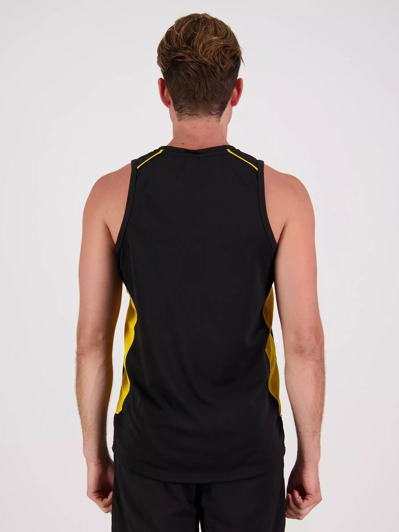 MPS Cloke Sleeveless Active Wear T Shirt For Men-Black & Yellow-BR13595