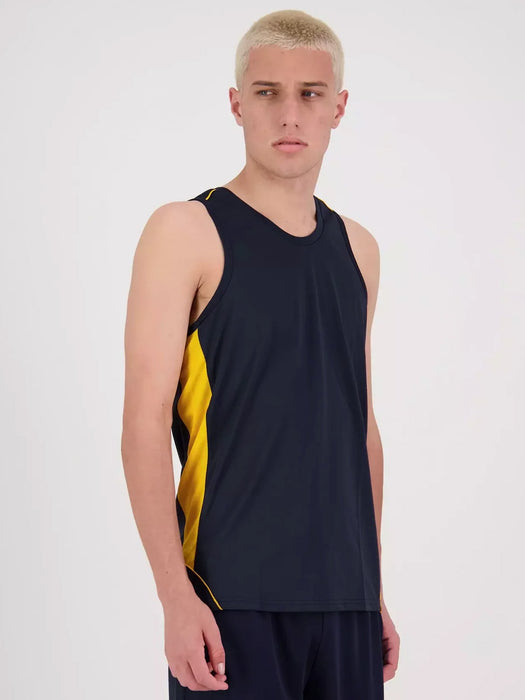 MPS Cloke Sleeveless Active Wear T Shirt For Men-Navy & Yellow-BR13597