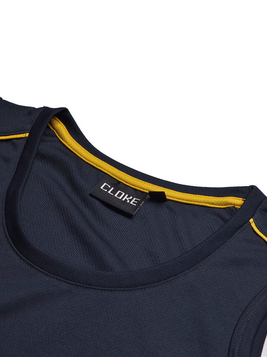 MPS Cloke Sleeveless Active Wear T Shirt For Men-Navy & Yellow-BR13597