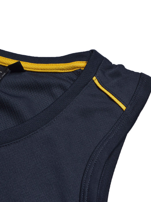 MPS Cloke Sleeveless Active Wear T Shirt For Men-Navy & Yellow-BR13597