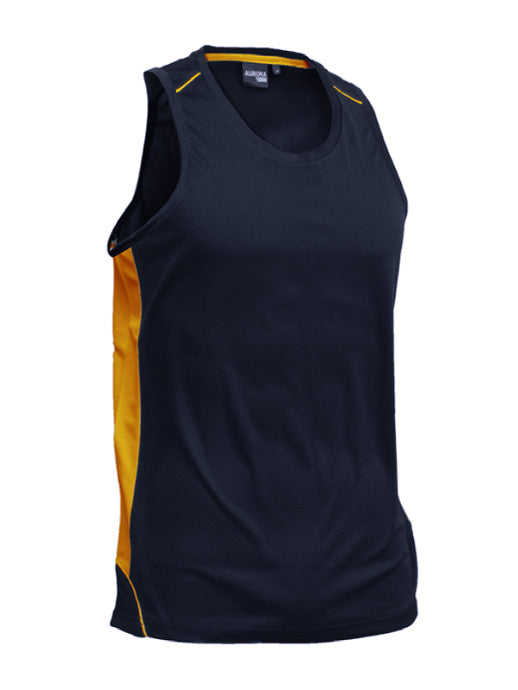 MPS Cloke Sleeveless Active Wear T Shirt For Men-Navy & Yellow-BR13597