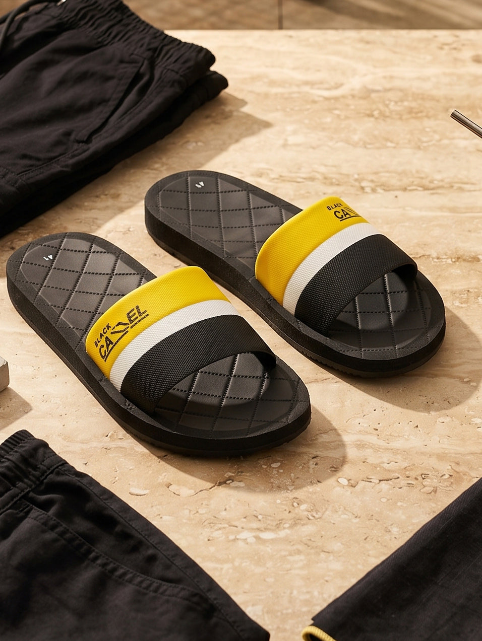 Comfortable Foam Flip-Flops-Yellow & Black-BE4724
