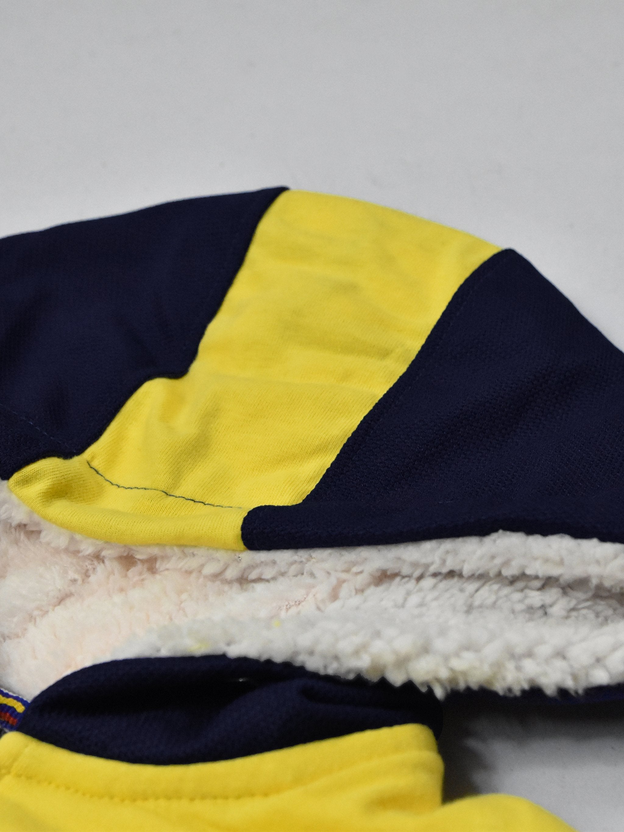 Mango Stylish Inner Fur Zipper Hoodie For Kids-Dark Navy With Yellow-BR952