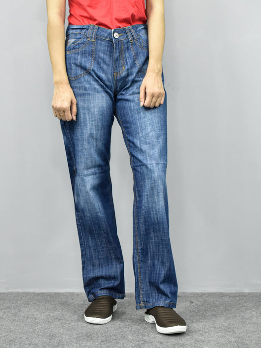 Mantaray Straight Fit Non Stretch Denim For Ladies-Blue Faded-BR13536