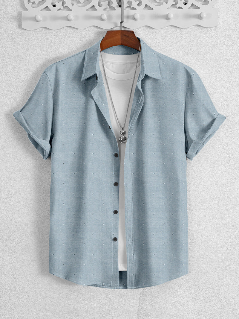MD Premium Casual Shirt For Men-Sky with Allover Print-BR13635