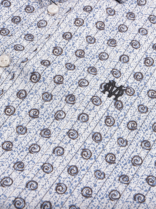 Massimo Dutti Premium Casual Shirt For Men-White with Allover Print-BE1376