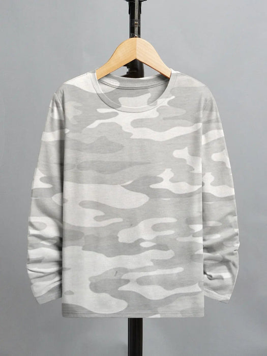 Maxx Crew Neck Long Sleeve Single Jersey Tee Shirt For Kids-Camouflage-RT2117
