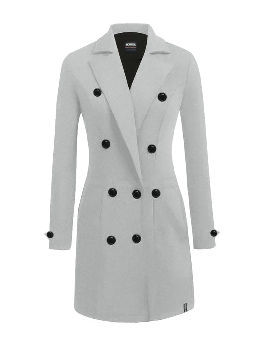 McKenzie Fleece Stylish Long Trench Coat For Ladies-Grey-BR1230
