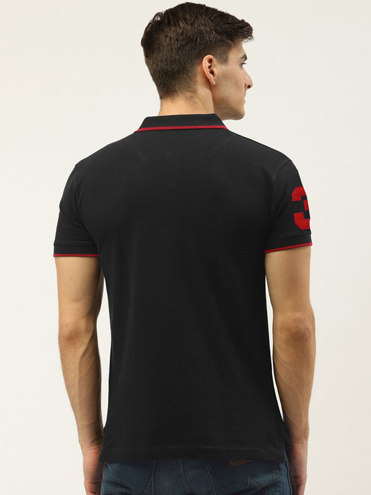 U.S Polo Assn. P.Q Half Sleeve Polo Shirt For Men-Black with White & Red-BR13127