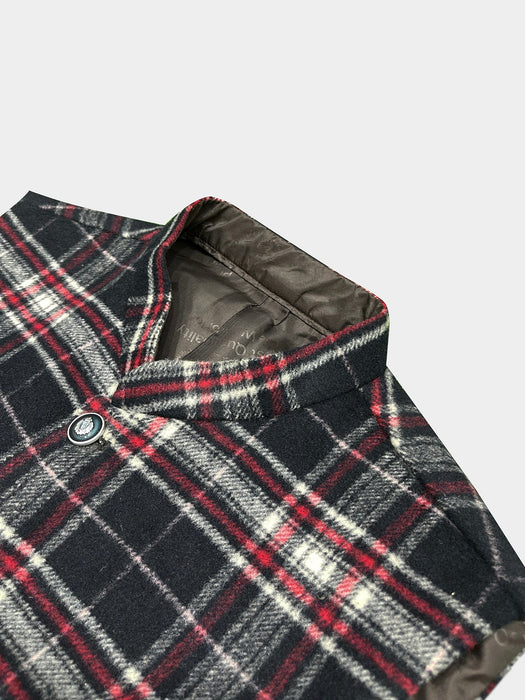 Men’s Premium Checkered Wool Waistcoat Black-WC04