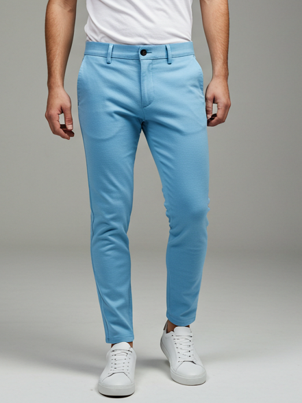 Louis Vicaci Interlock Stretchy Slim Fit Pent For Men-Sky Blue-BE1022/BR13257