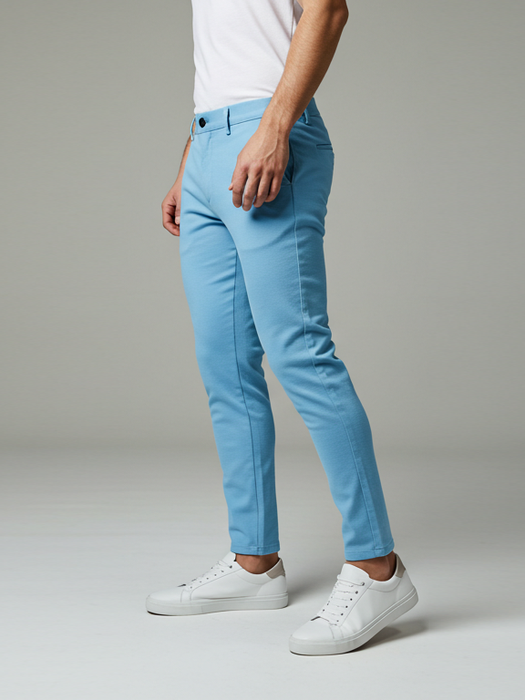 Louis Vicaci Interlock Stretchy Slim Fit Pent For Men-Sky Blue-BE1022/BR13257