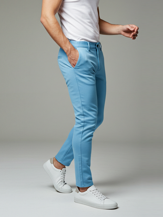 Louis Vicaci Interlock Stretchy Slim Fit Pent For Men-Sky Blue-BE1022/BR13257