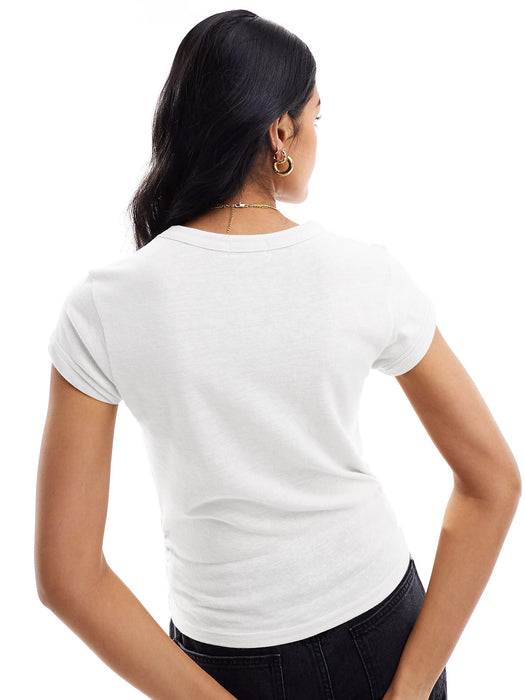 Miss Popular Sport Ruched Side Tee Shirt For Women-White-BR13702