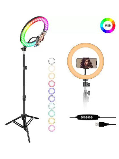 Mj33cm Rgb Led Studio Camera Ring Light Photography With Mobile Holder-BE1906/BR14057