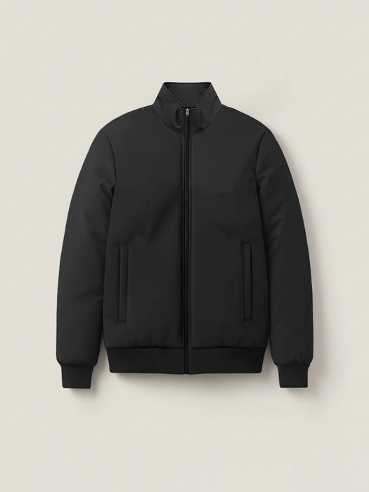 Stylish Winter Zipper Mockneck Jacket For Men-Black-BRPH12