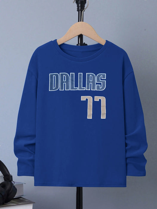 NBA Crew Neck Single Jersey Tee Shirt For Kids-Blue-BR13493