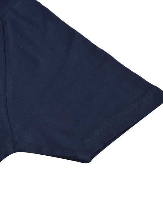 NFL Crew Neck Half Sleeve Tee Shirt For Men-Navy with Print-BR13319