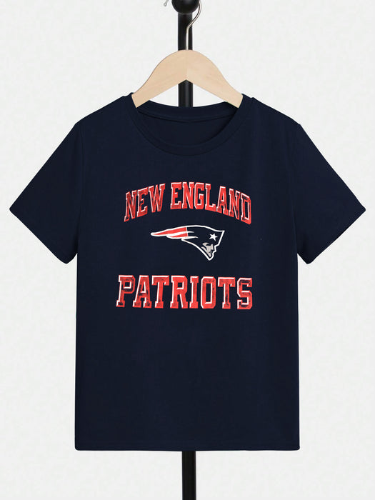 NFL Crew Neck Single Jersey Tee Shirt For Kids-Navy-BR13495