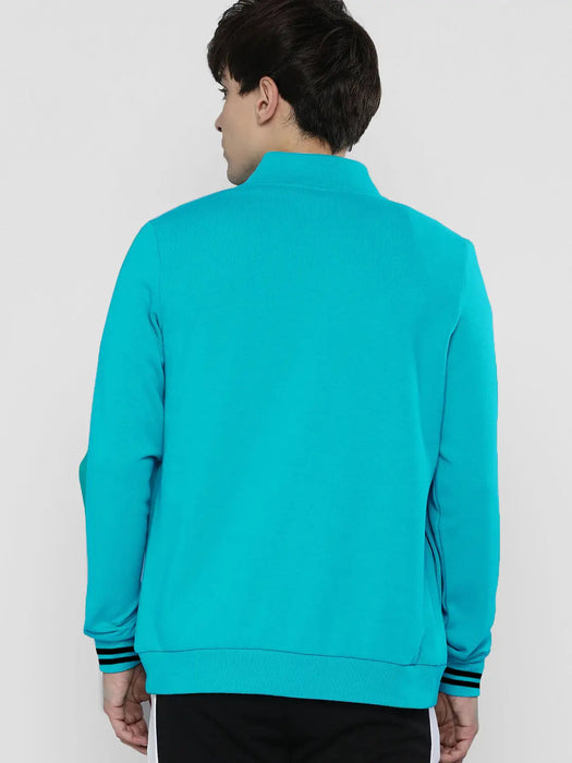 NK Fleece Zipper Mock Neck Jacket For Men Cyan Blue-RT2131