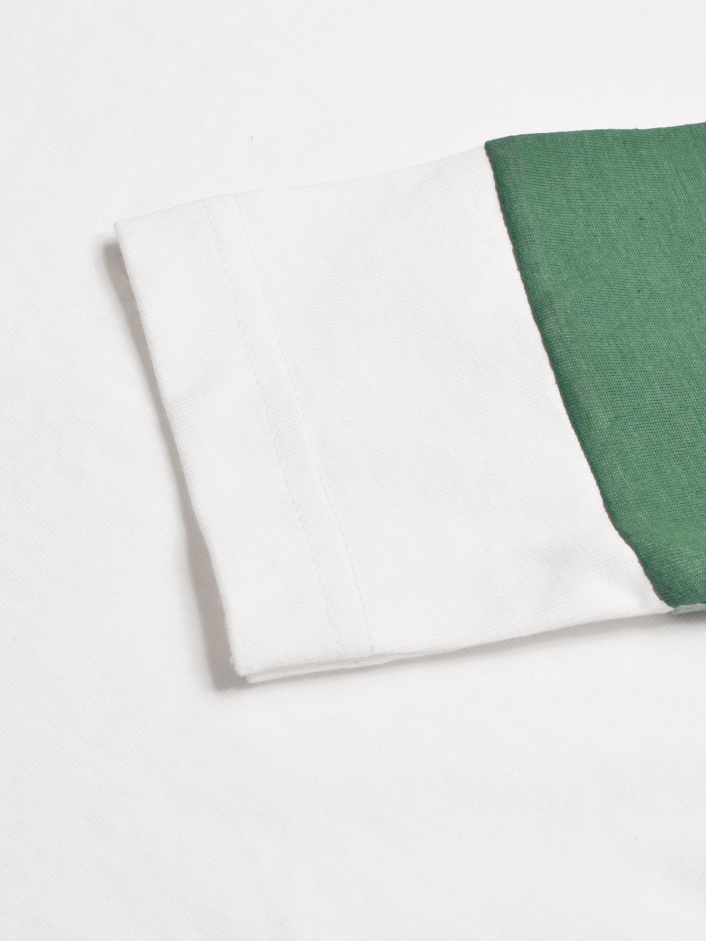 NK Crew Neck Long Sleeve T Shirt For Men-White with Green Melange-BR13462