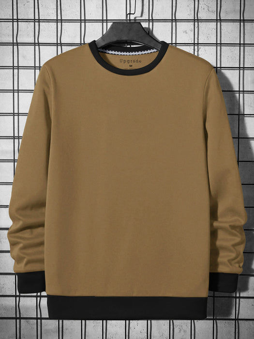 NK Fleece Funky Style Sweatshirt For Men-Camel with Black-BR14445