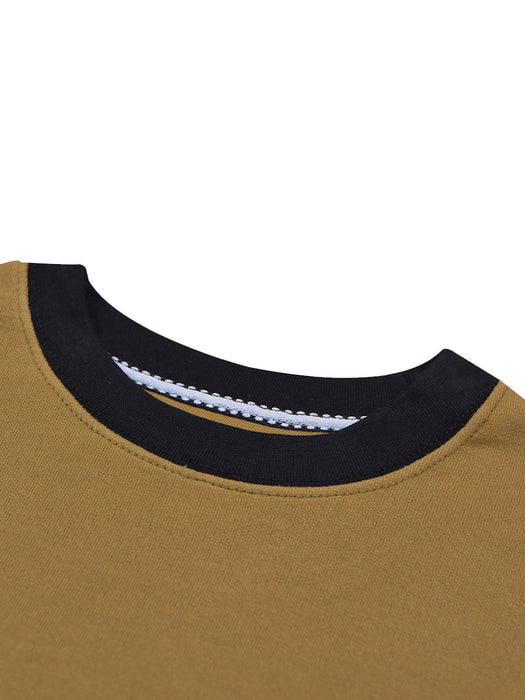 NK Fleece Funky Style Sweatshirt For Men-Camel with Black-BR14445