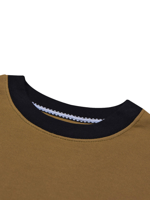 NK Fleece Funky Style Sweatshirt For Men-Camel with Black-BR14521