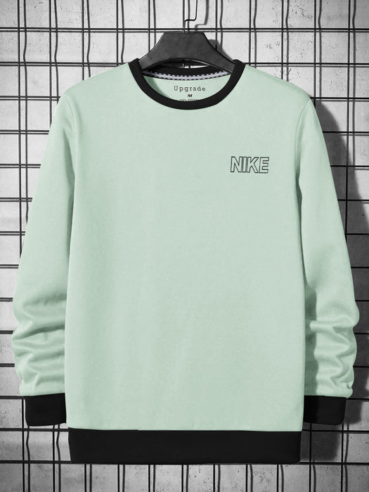 NK Fleece Funky Style Sweatshirt For Men-Light Green with Black-BR14465