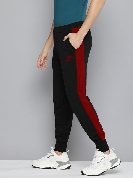 NK Fleece Jogger Sweatpant For Men-Black with Red Panel-BR14576