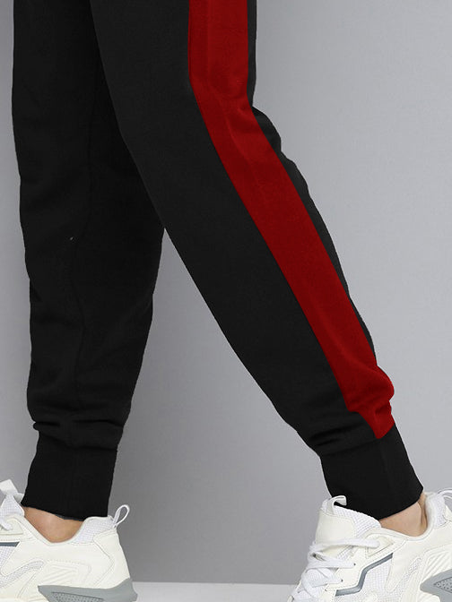 NK Fleece Jogger Sweatpant For Men-Black with Red Panel-BR14576