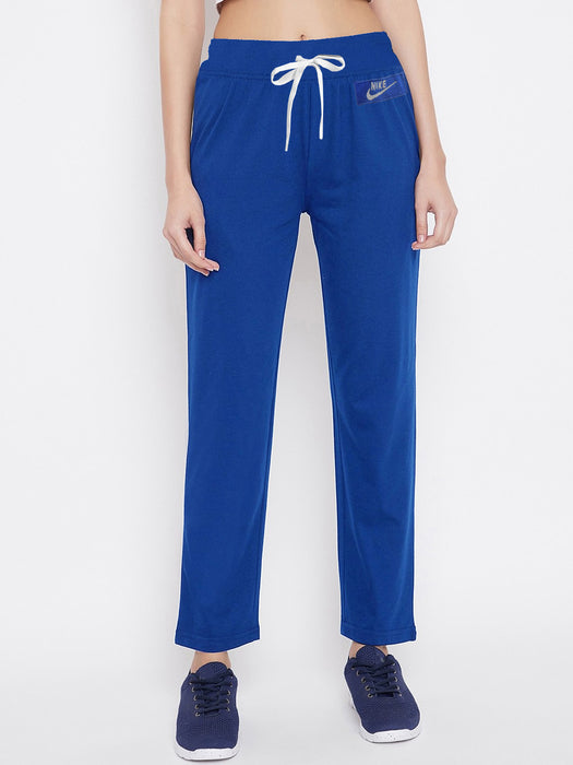 NK Fleece Straight Fit Trouser For Women-Blue-BR14322