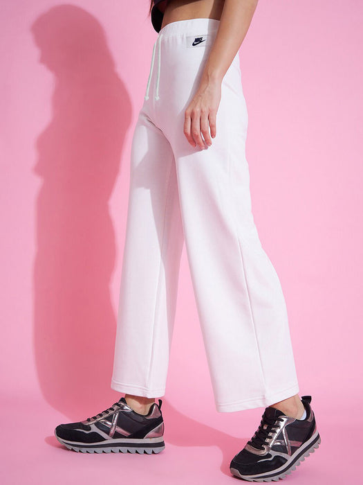 NK Fleece Straight Fit Trouser For Women-White-BR14325