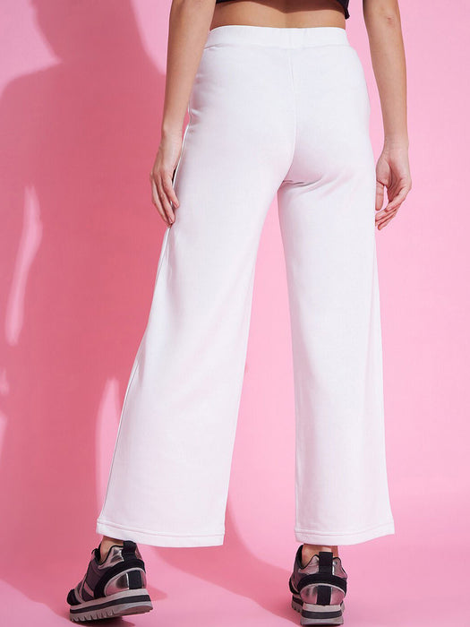 NK Fleece Straight Fit Trouser For Women-White-BR14325