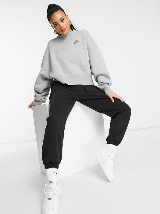 NK Fleece Crop Sweatshirt For Women-Grey Melagne-BR12903