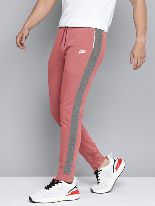 NK Terry Fleece Jogger Sweatpant For Men-Carrot Pink with Grey Melange Panels-BR14595