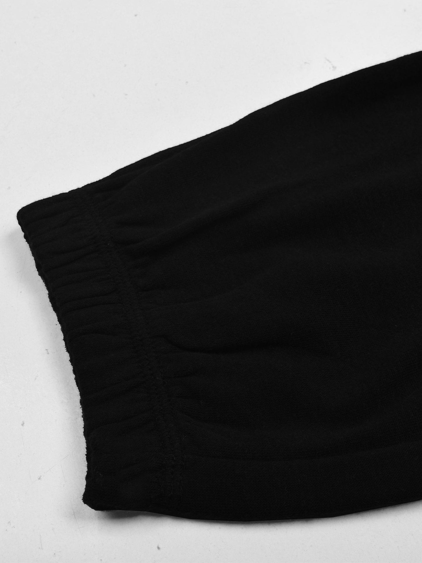 NK Terry Fleece Gathering Bottom Trouser For Ladies-Black-BE2190