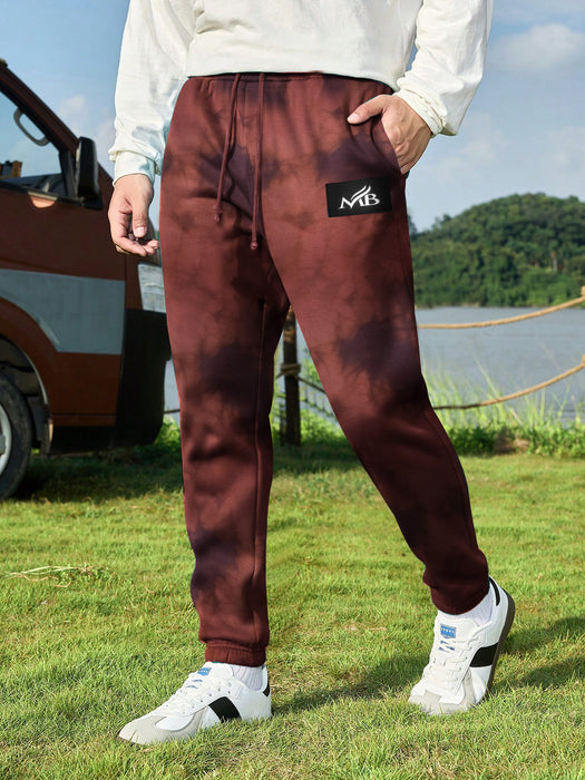 NXT Fleece Jogger Sweatpant For Men-Dark Red Allover Print-BR14529