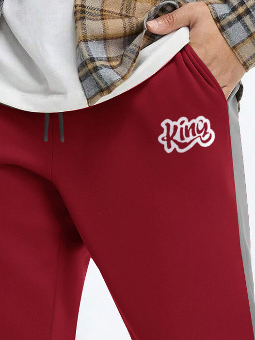 NXT Fleece Jogger Sweatpant For Men-Red with Grey Panel-BR14607