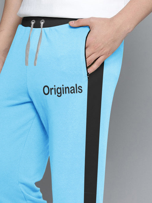 NXT Fleece Jogger Sweatpant For Men-Sky with Black Panel-BR14598
