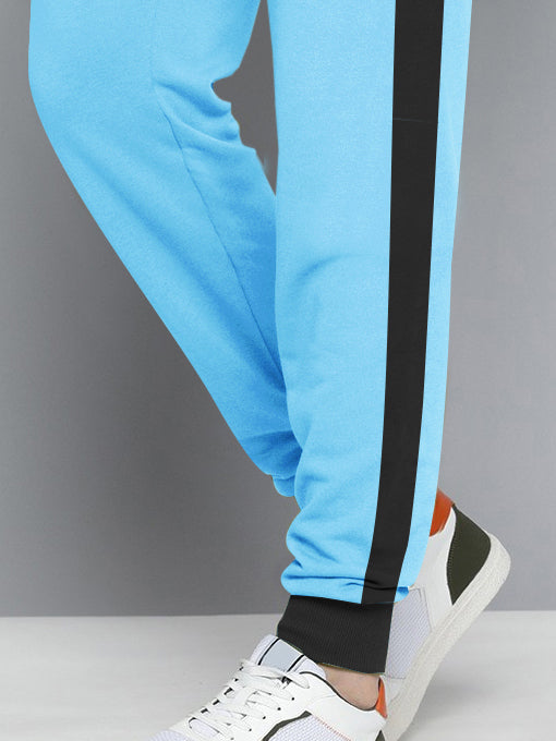 NXT Fleece Jogger Sweatpant For Men-Sky with Black Panel-BR14598