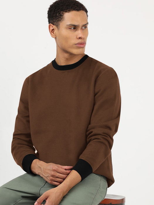 NXT Fleece Sweatshirt For Men-Brown with Black-BR14629