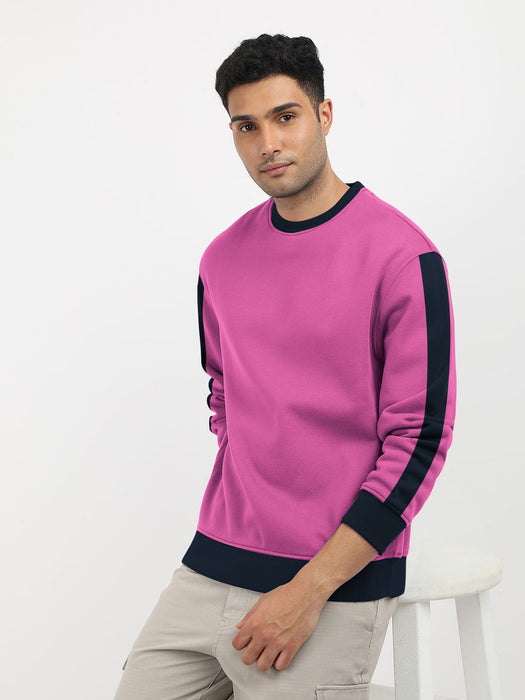 NXT Fleece Sweatshirt For Men-Magenta with Black-BR14630